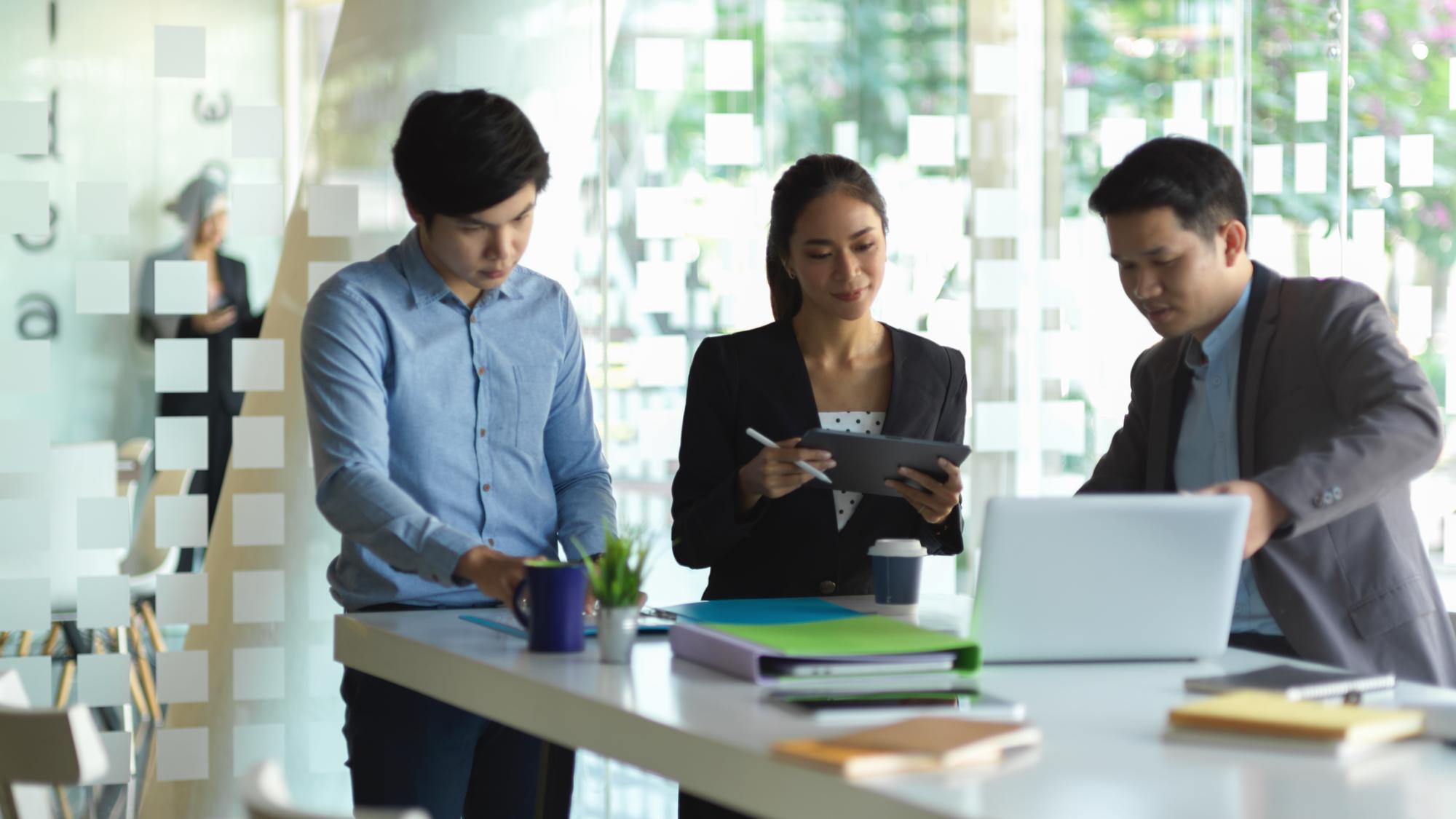 Modern office workspace showcasing innovative approach to customer service excellence